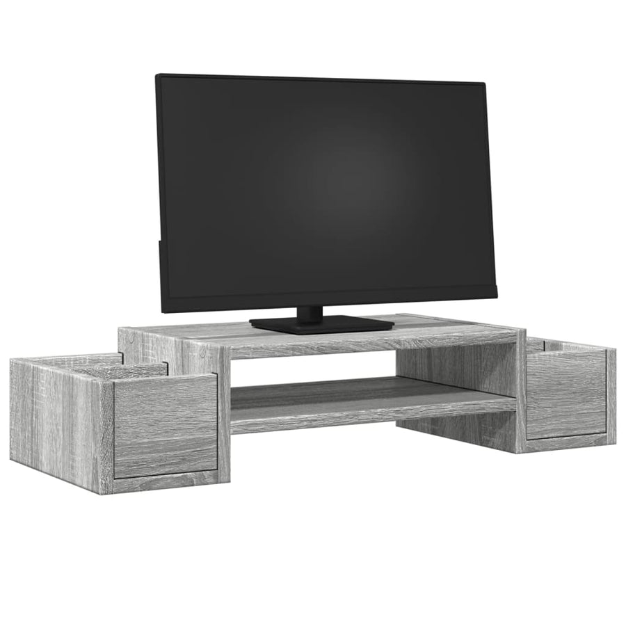Monitorstandaard met opbergruimte 70x27x15 cm hout grijs sonoma