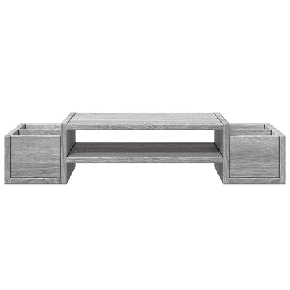 Monitorstandaard met opbergruimte 70x27x15 cm hout grijs sonoma