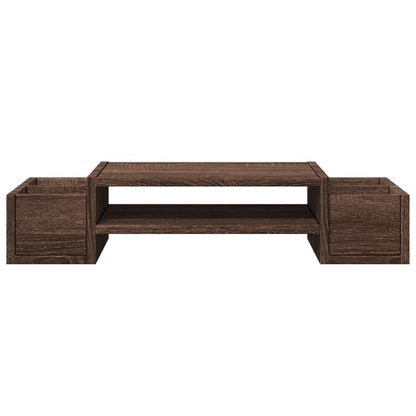 Monitorstandaard met opbergruimte 70x27x15 cm hout bruin eiken