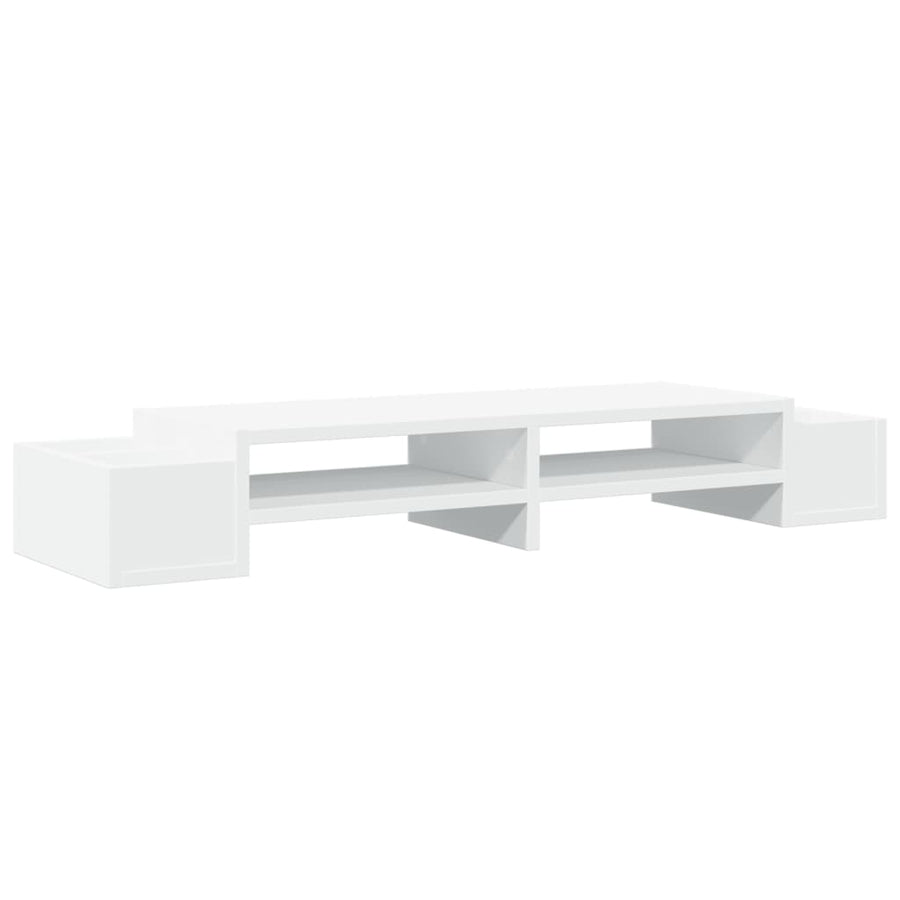 Monitorstandaard met opbergruimte 100x27x15 cm bewerkt hout wit
