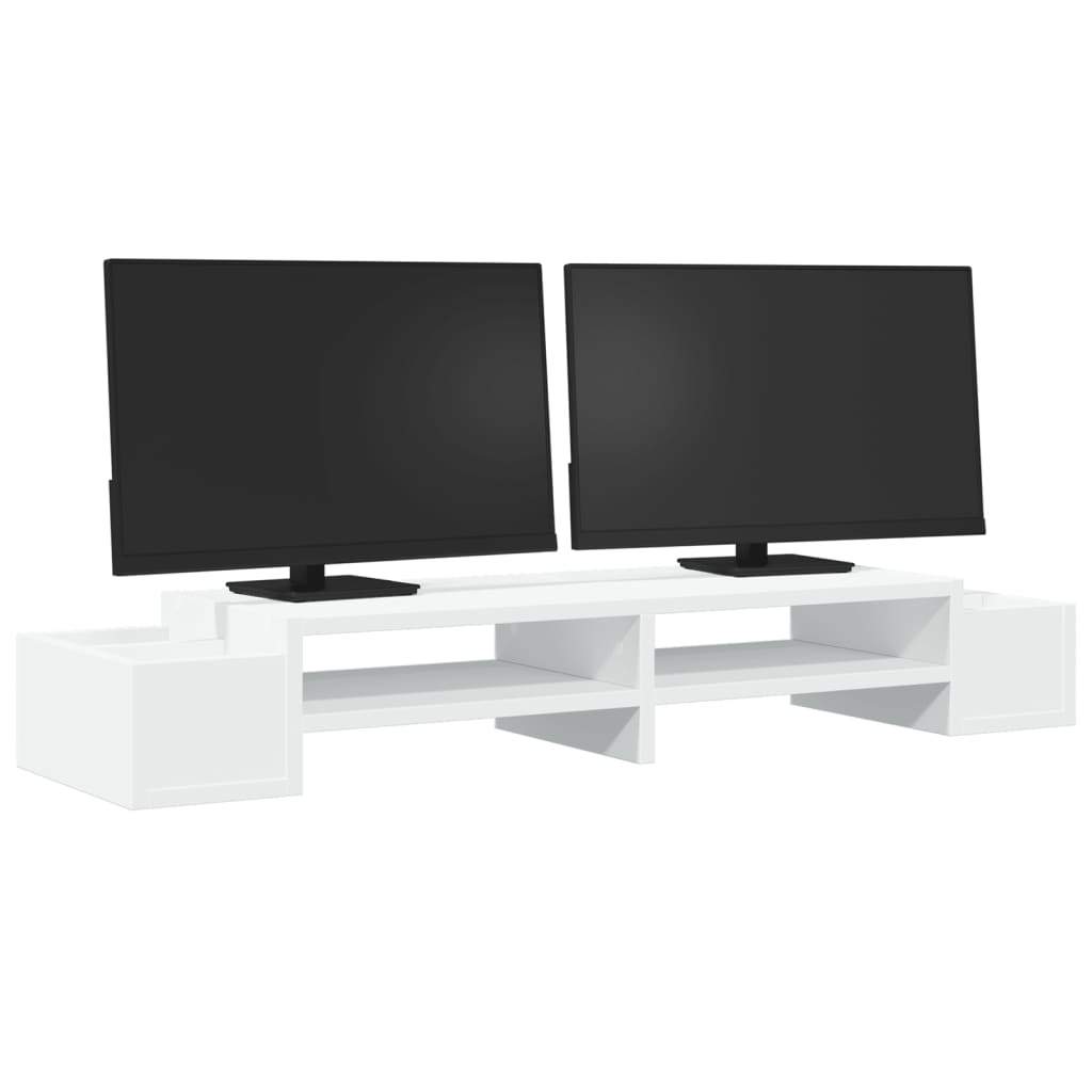 Monitorstandaard met opbergruimte 100x27x15 cm bewerkt hout wit