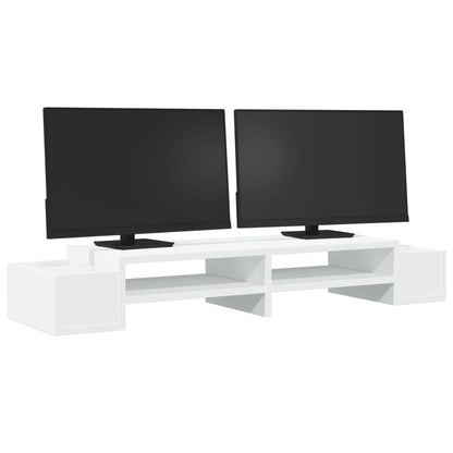 Monitorstandaard met opbergruimte 100x27x15 cm bewerkt hout wit