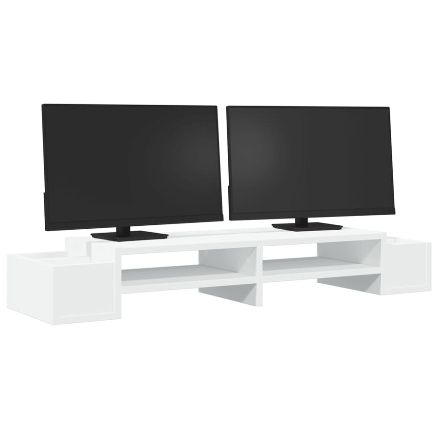 Monitorstandaard met opbergruimte 100x27x15 cm bewerkt hout wit