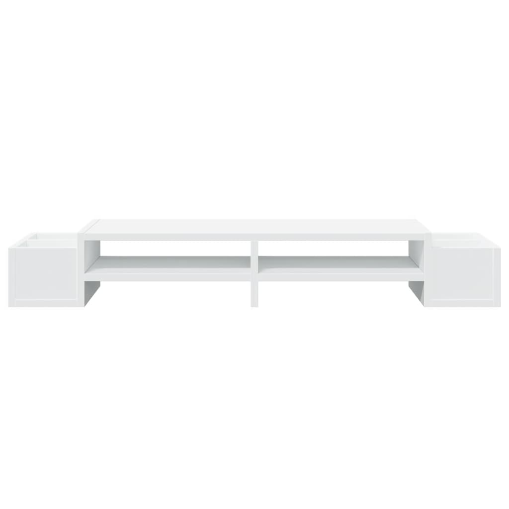 Monitorstandaard met opbergruimte 100x27x15 cm bewerkt hout wit