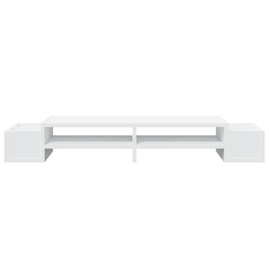 Monitorstandaard met opbergruimte 100x27x15 cm bewerkt hout wit