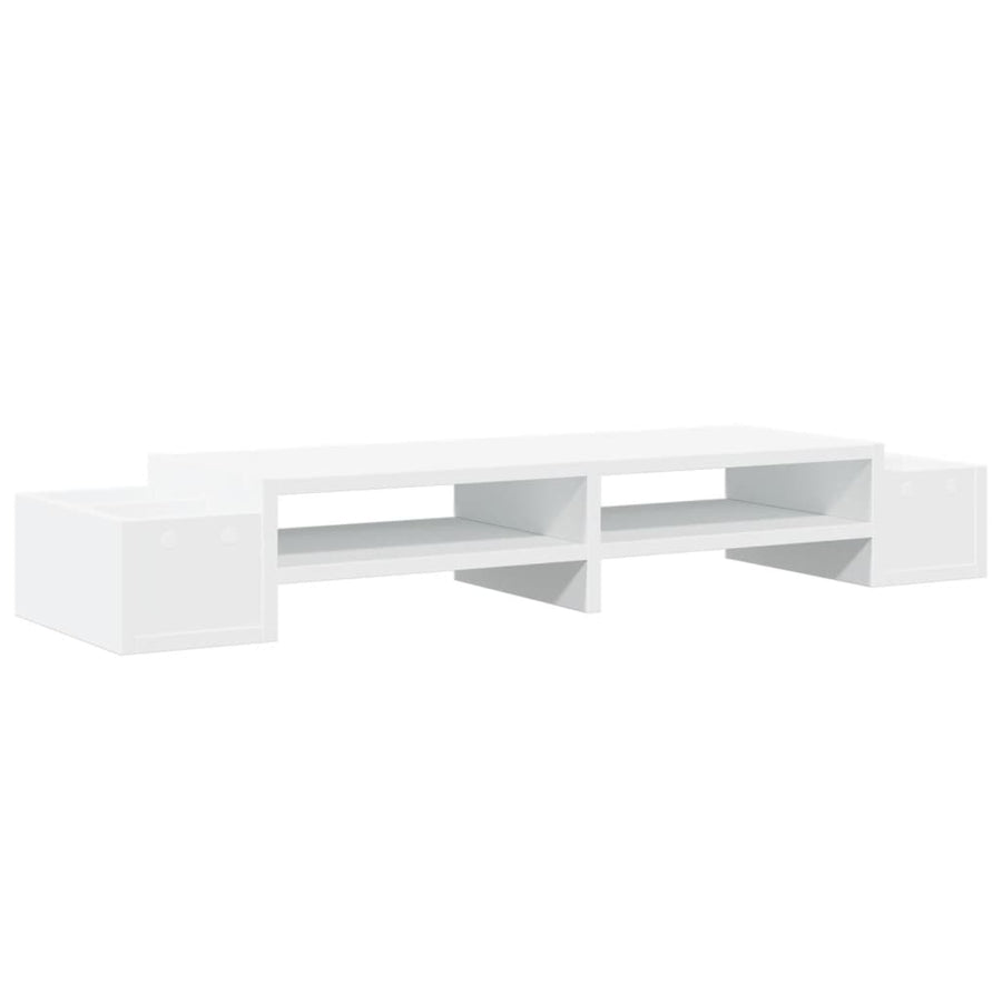 Monitorstandaard met opbergruimte 100x27x15 cm bewerkt hout wit