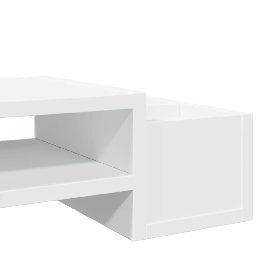 Monitorstandaard met opbergruimte 100x27x15 cm bewerkt hout wit