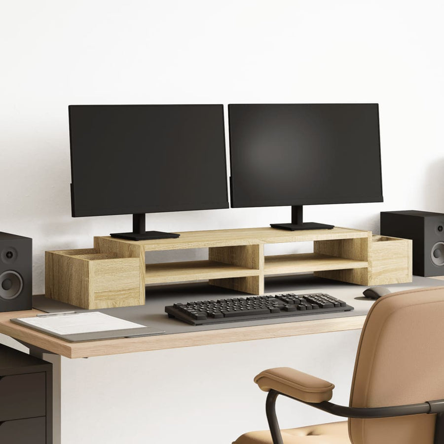 Monitorstandaard opbergruimte 100x27x15 cm hout sonoma eiken