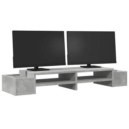 Monitorstandaard met opbergruimte 100x27x15 cm hout betongrijs