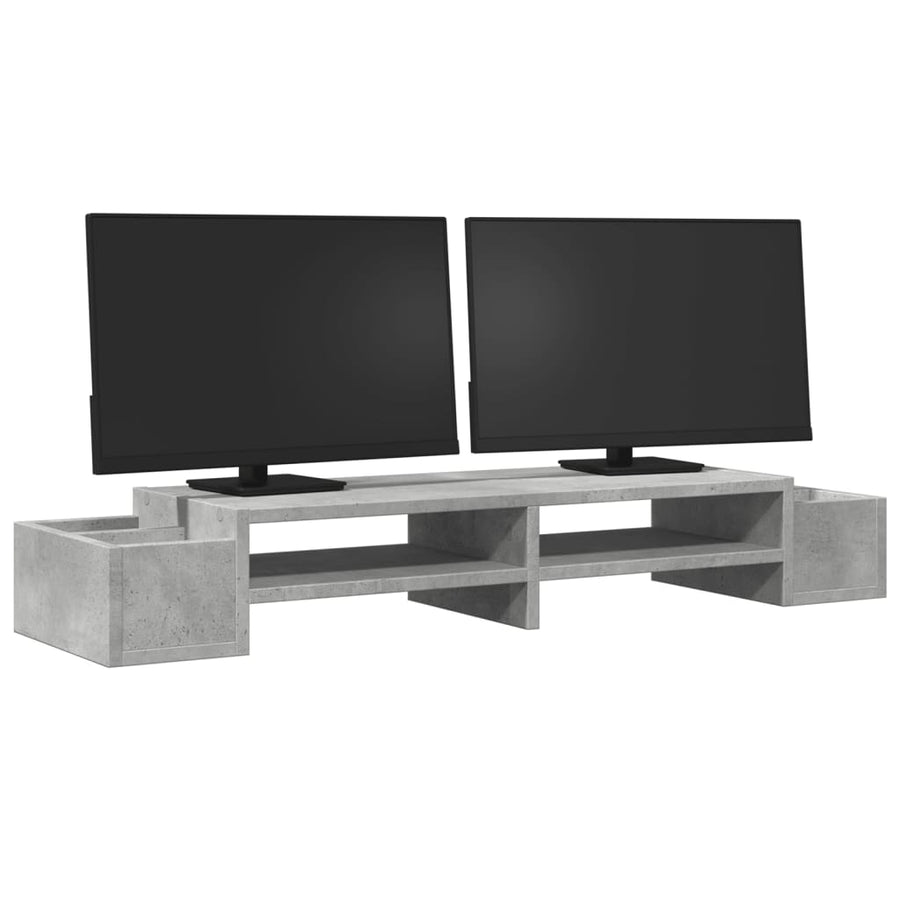 Monitorstandaard met opbergruimte 100x27x15 cm hout betongrijs