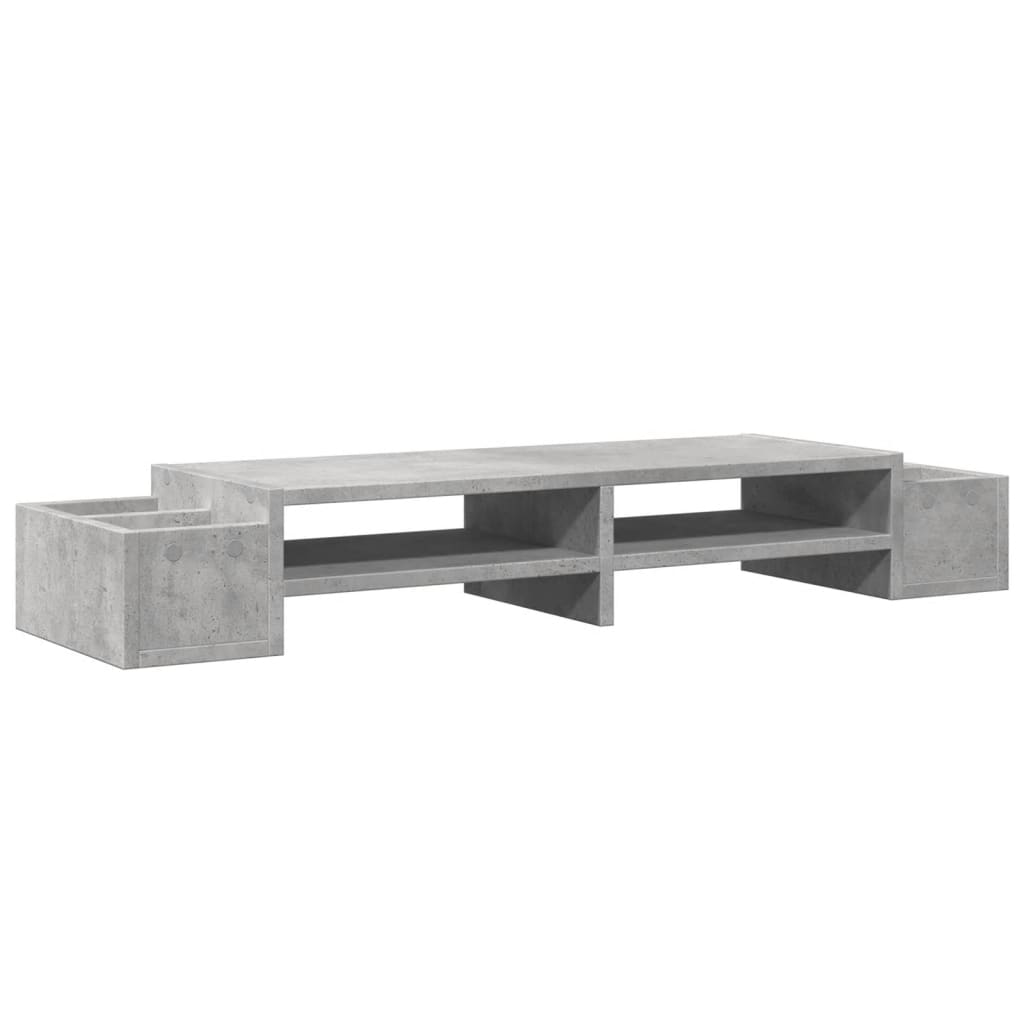 Monitorstandaard met opbergruimte 100x27x15 cm hout betongrijs