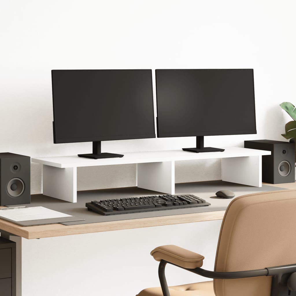 Monitorstandaard 100x27x15 cm bewerkt hout wit
