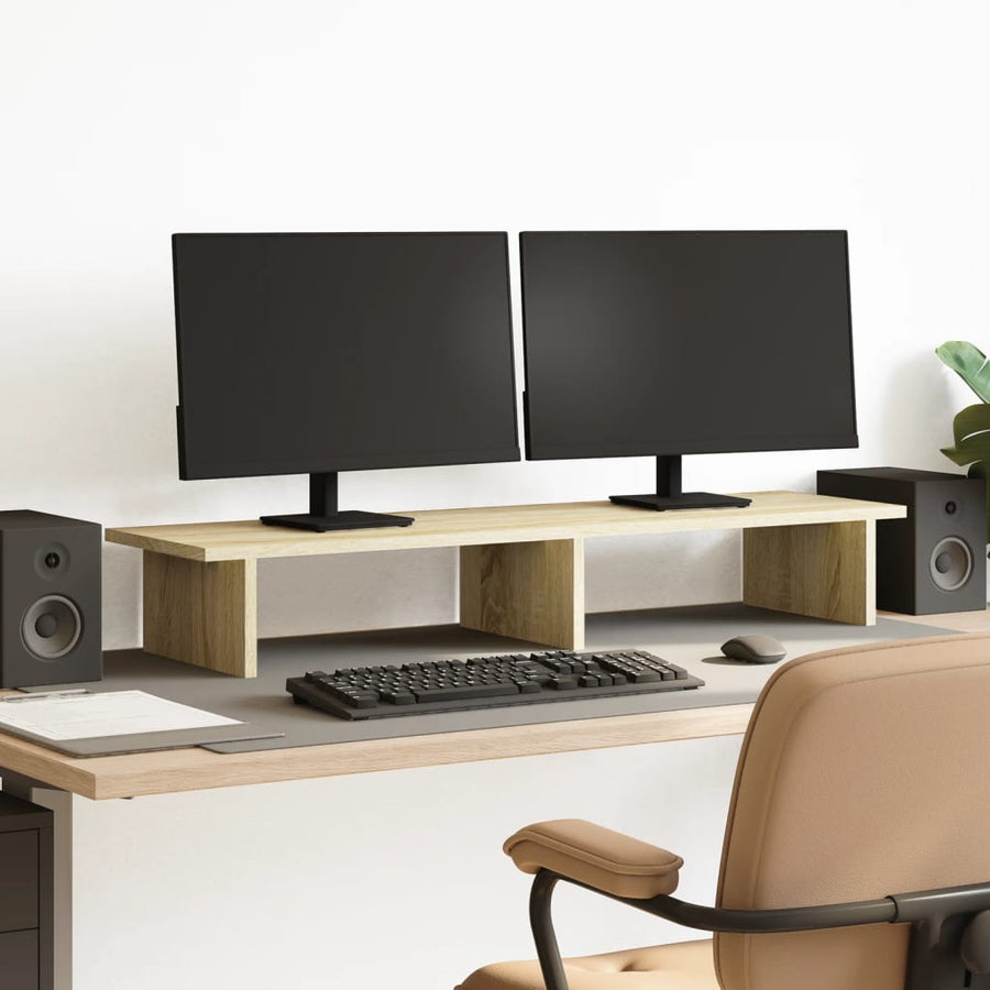 Monitorstandaard 100x27x15 cm bewerkt hout sonoma eikenkleurig