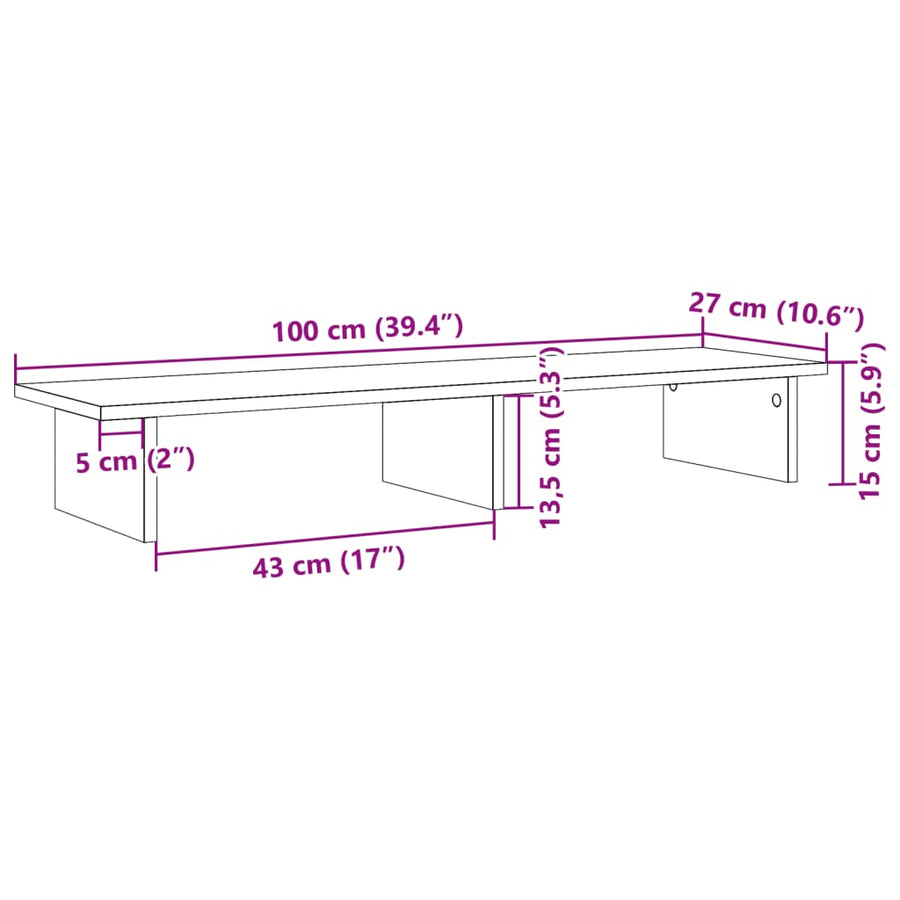 Monitorstandaard Bewerkt Hout Kleurig 100 x 27 x 15 cm