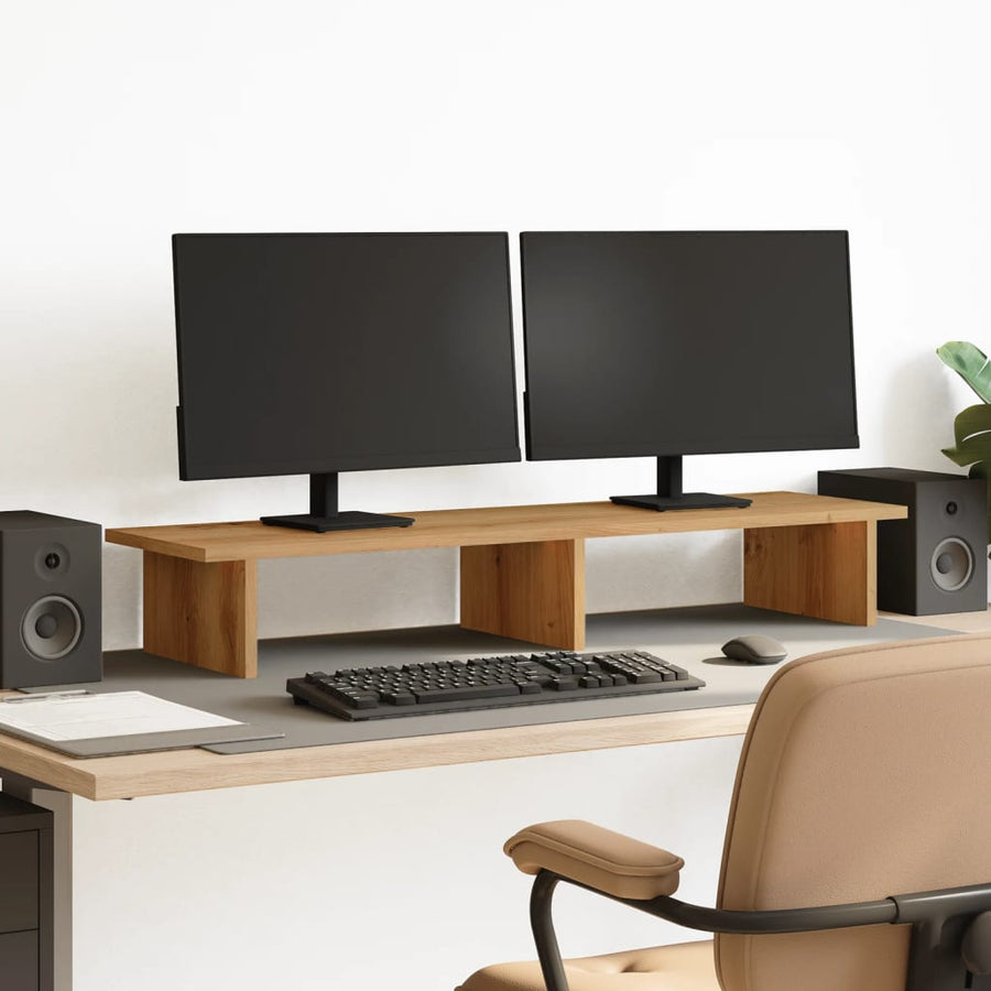 Monitorstandaard 100x27x15 cm bewerkt hout artisanaal eiken