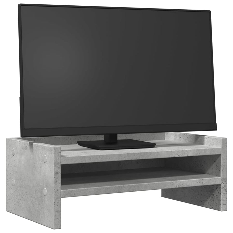Monitorstandaard 42x24x16 cm bewerkt hout betongrijs