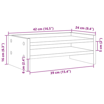 Monitorstandaard 42x24x16 cm bewerkt hout grijs sonoma eiken