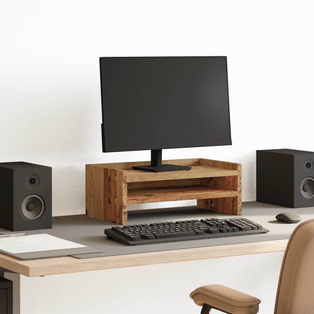 Monitorstandaard 42X24X16 Cm Bewerkt Hout Oud Houtkleurig