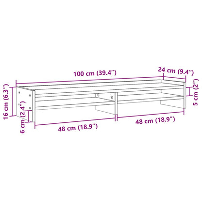 Monitorstandaard 100x24x16 cm bewerkt hout wit