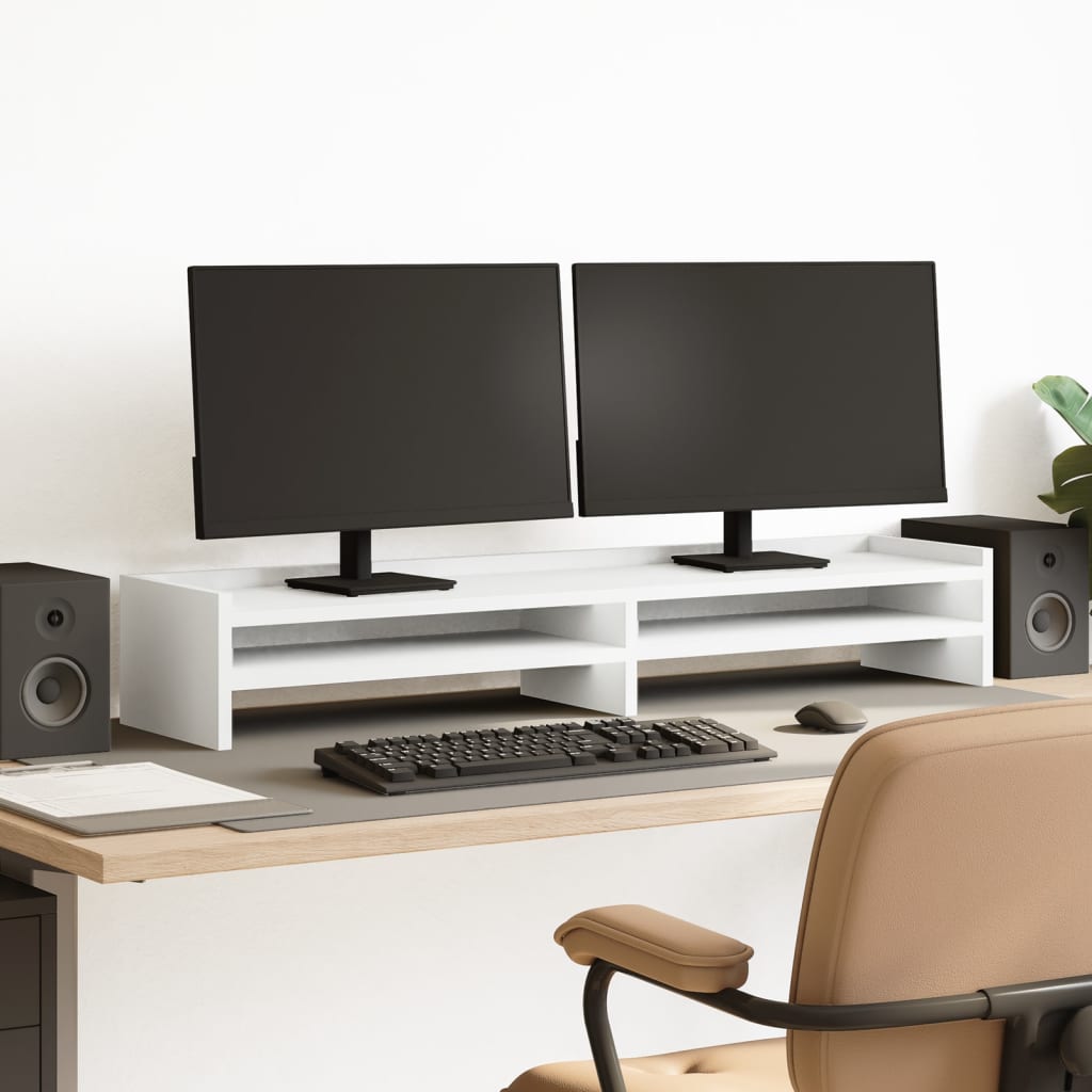 Monitorstandaard 100x24x16 cm bewerkt hout wit