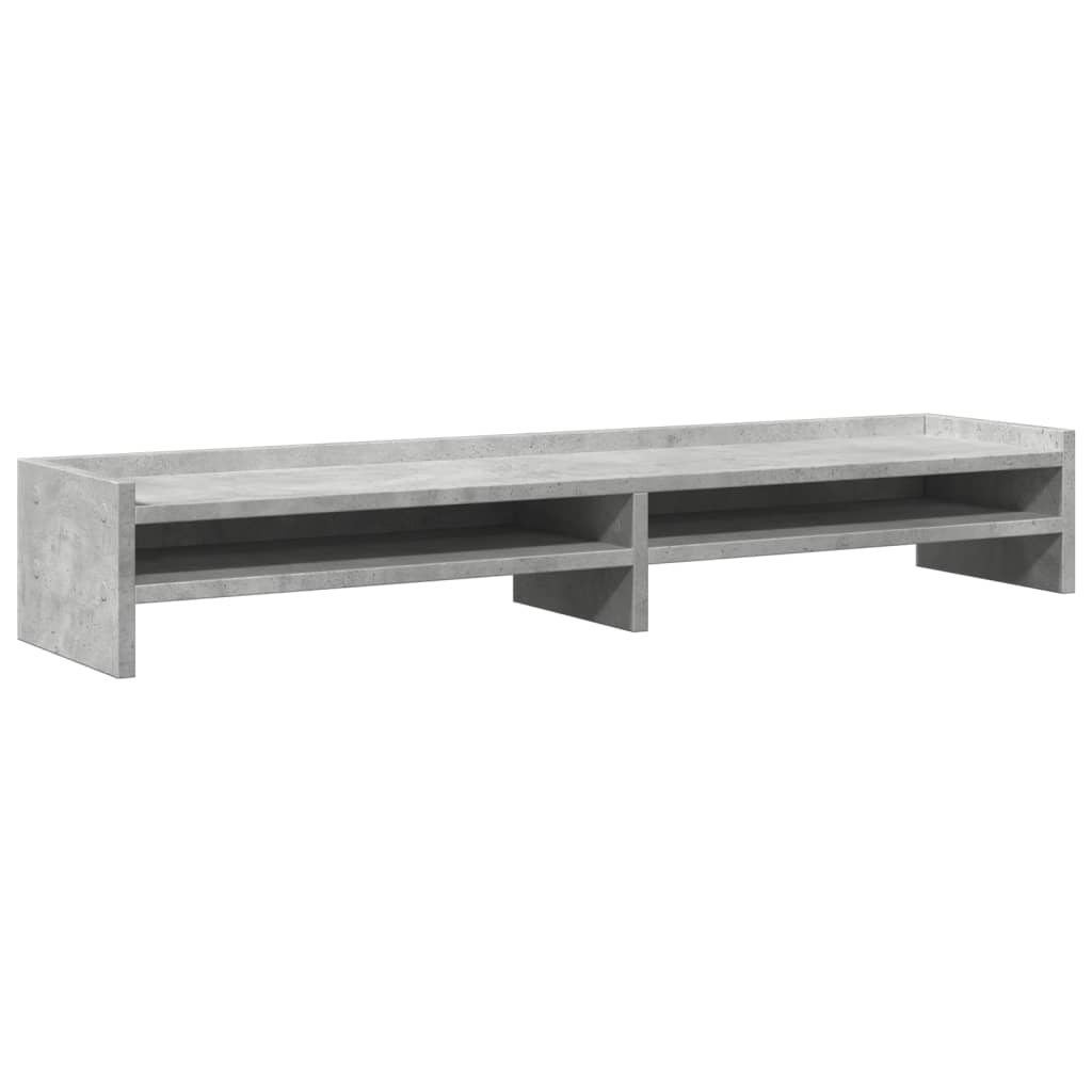 Monitorstandaard 100x24x16 cm bewerkt hout betongrijs