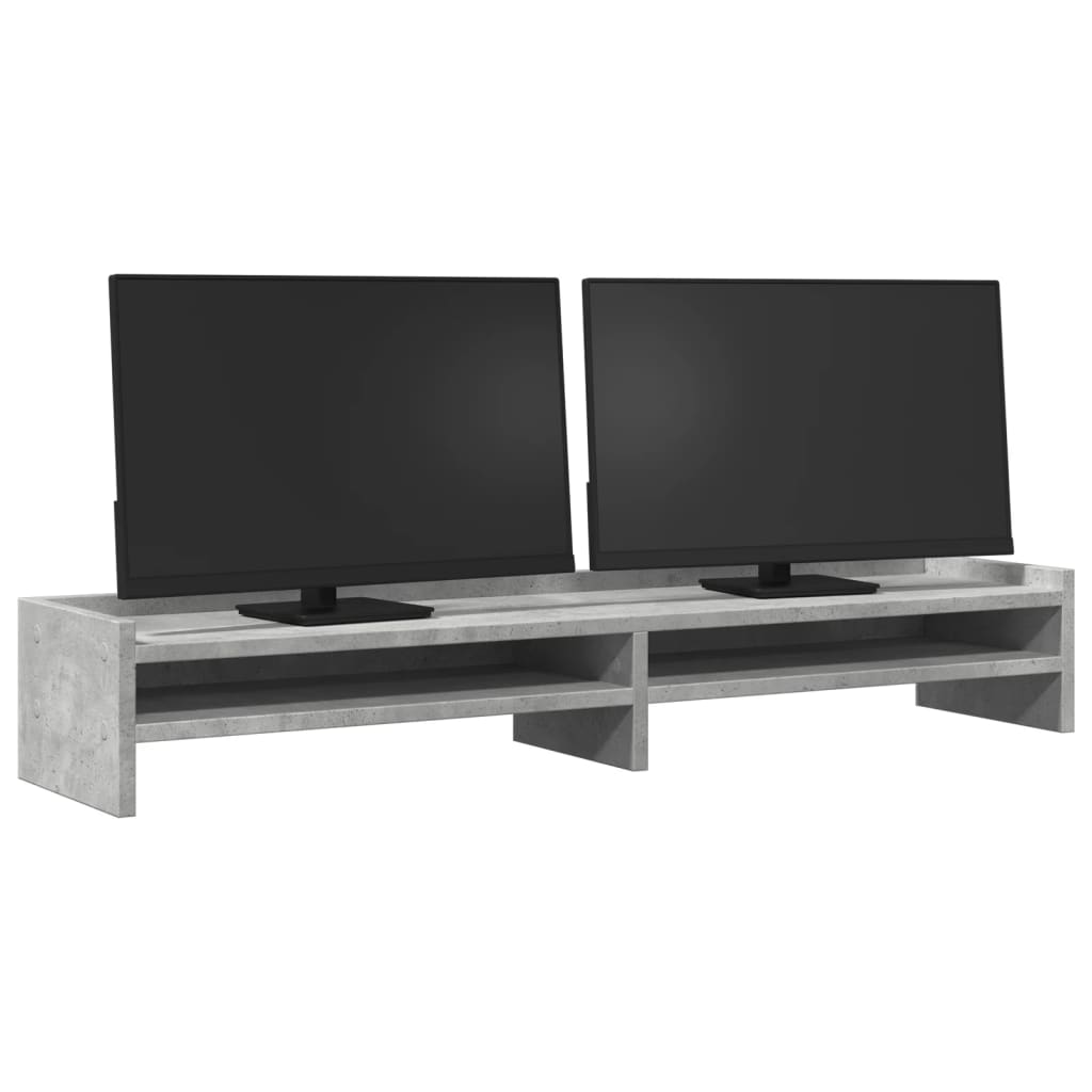 Monitorstandaard 100x24x16 cm bewerkt hout betongrijs