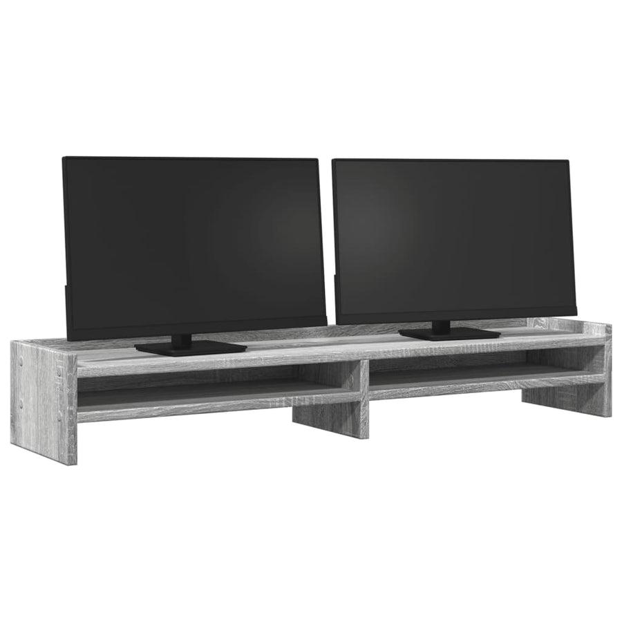 Monitorstandaard 100x24x16 cm bewerkt hout grijs sonoma eiken