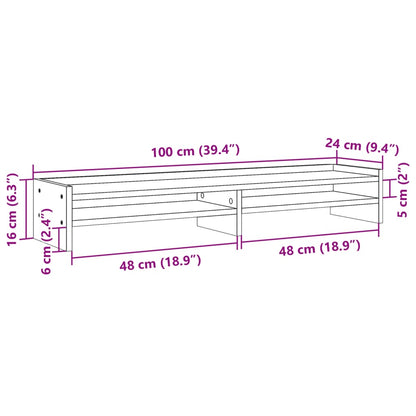 Monitorstandaard 100x24x16 cm bewerkt hout grijs sonoma eiken