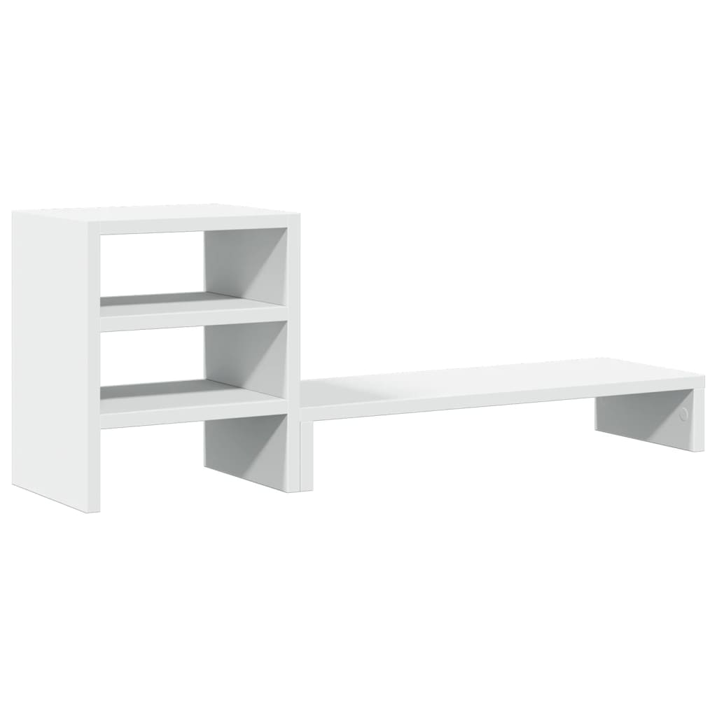 Monitorstandaard met bureau-organizer bewerkt hout wit
