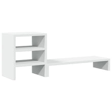 Monitorstandaard met bureau-organizer bewerkt hout wit