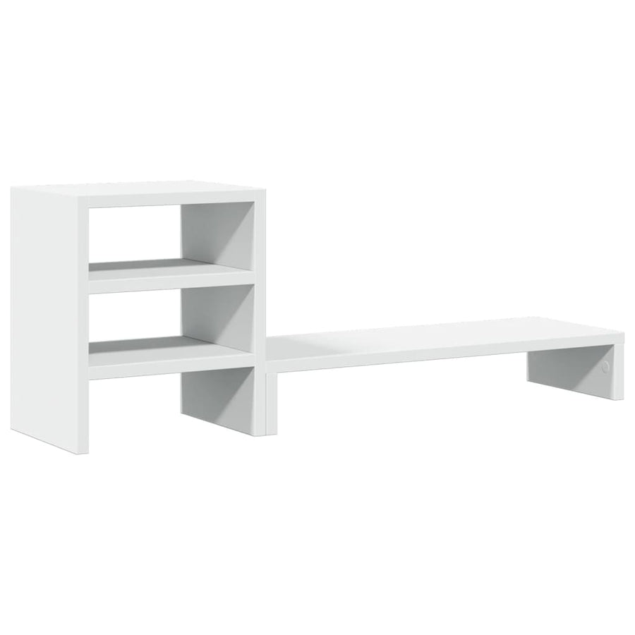 Monitorstandaard met bureau-organizer bewerkt hout wit