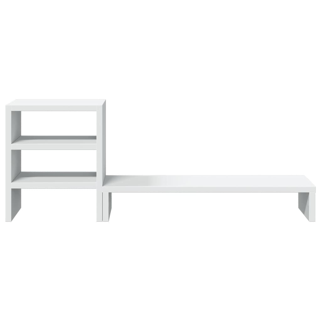 Monitorstandaard met bureau-organizer bewerkt hout wit