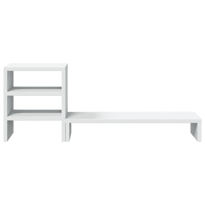 Monitorstandaard met bureau-organizer bewerkt hout wit