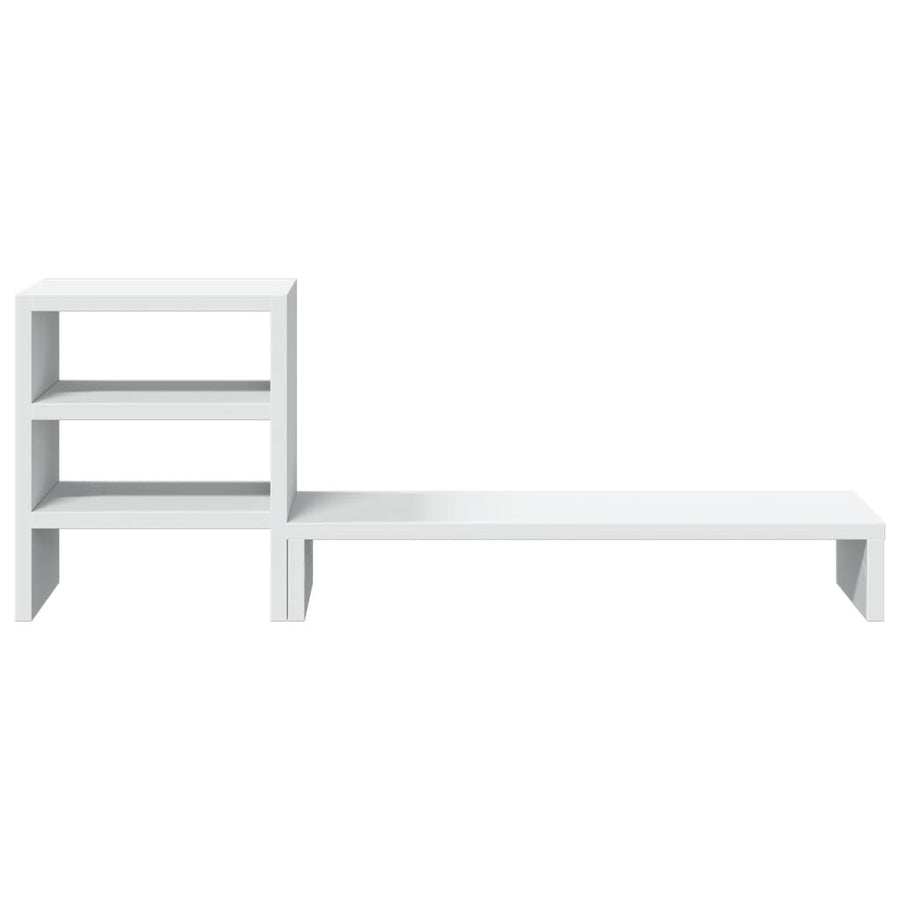 Monitorstandaard met bureau-organizer bewerkt hout wit