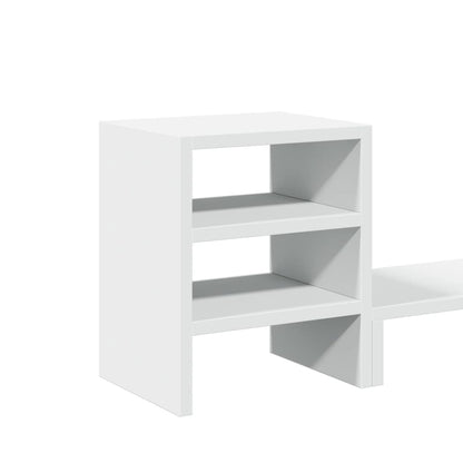Monitorstandaard met bureau-organizer bewerkt hout wit