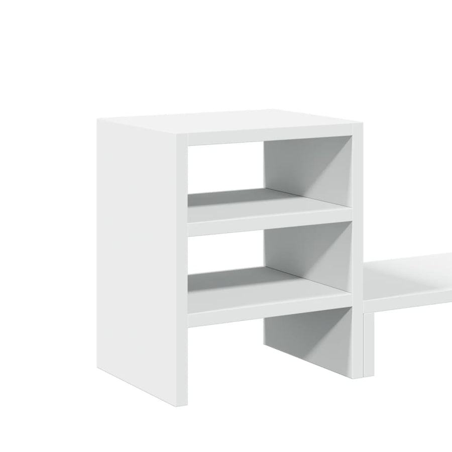 Monitorstandaard met bureau-organizer bewerkt hout wit