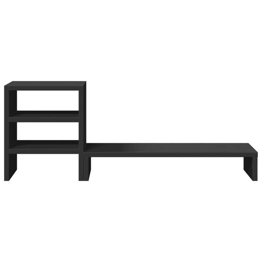 Monitorstandaard met bureau-organizer bewerkt hout zwart