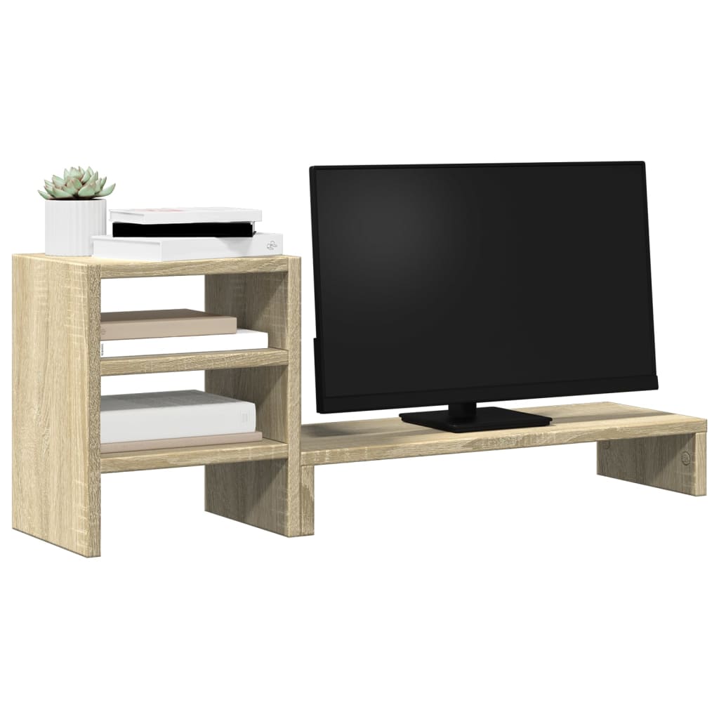 Monitorstandaard met bureau-organizer bewerkt hout sonoma eiken