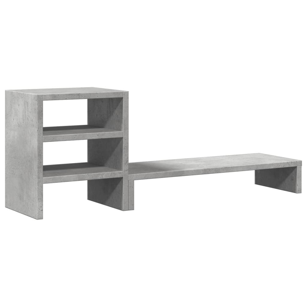 Monitorstandaard Met Bureau-Organizer Bewerkt Hout Betongrijs