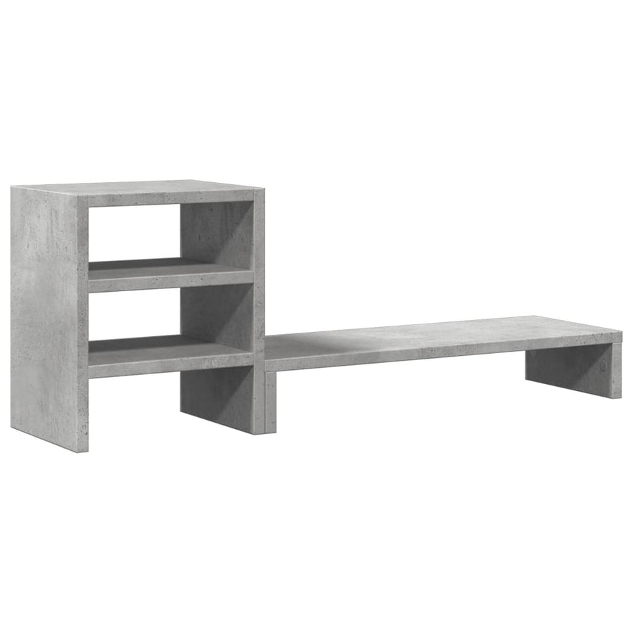 Monitorstandaard Met Bureau-Organizer Bewerkt Hout Betongrijs