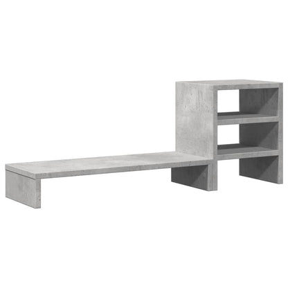 Monitorstandaard Met Bureau-Organizer Bewerkt Hout Betongrijs