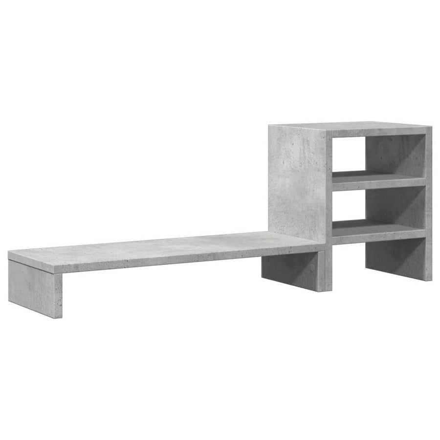 Monitorstandaard Met Bureau-Organizer Bewerkt Hout Betongrijs