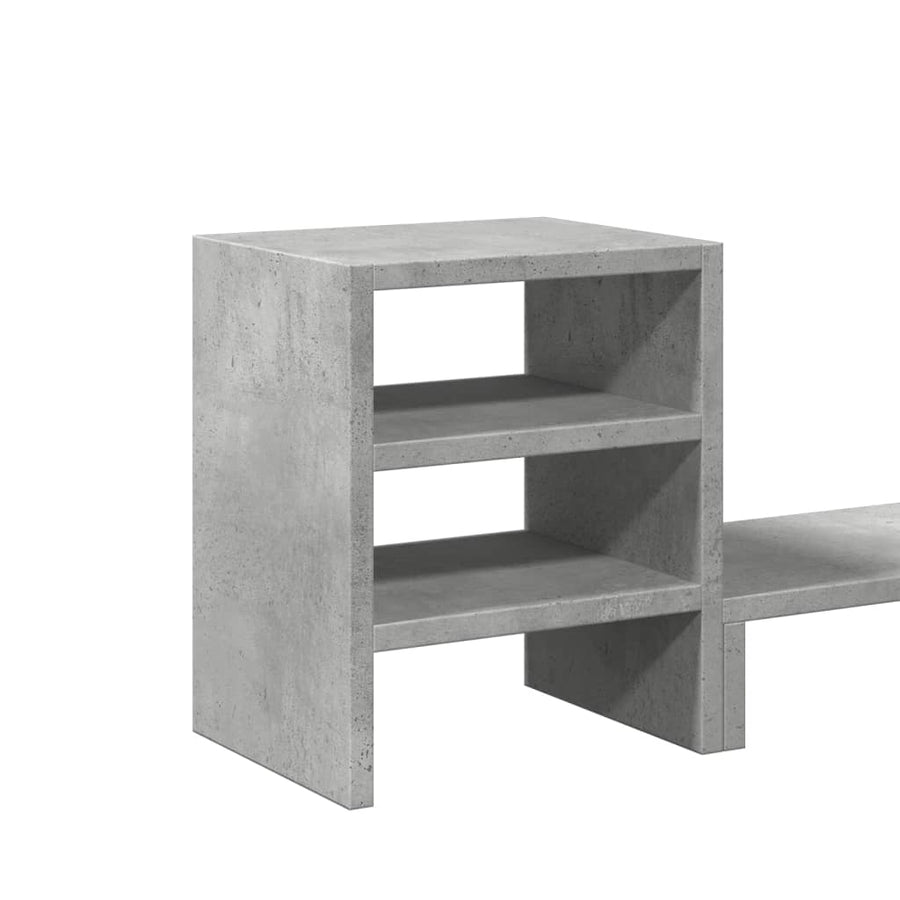 Monitorstandaard Met Bureau-Organizer Bewerkt Hout Betongrijs