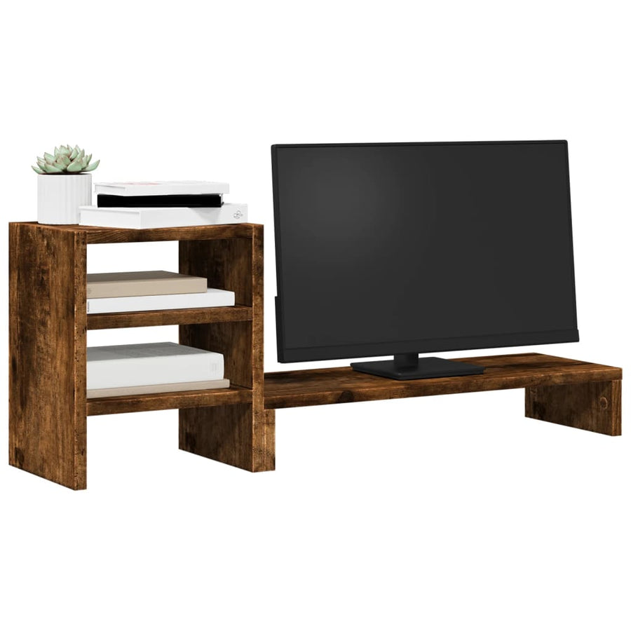 Monitorstandaard met bureau-organizer hout gerookt eikenkleurig