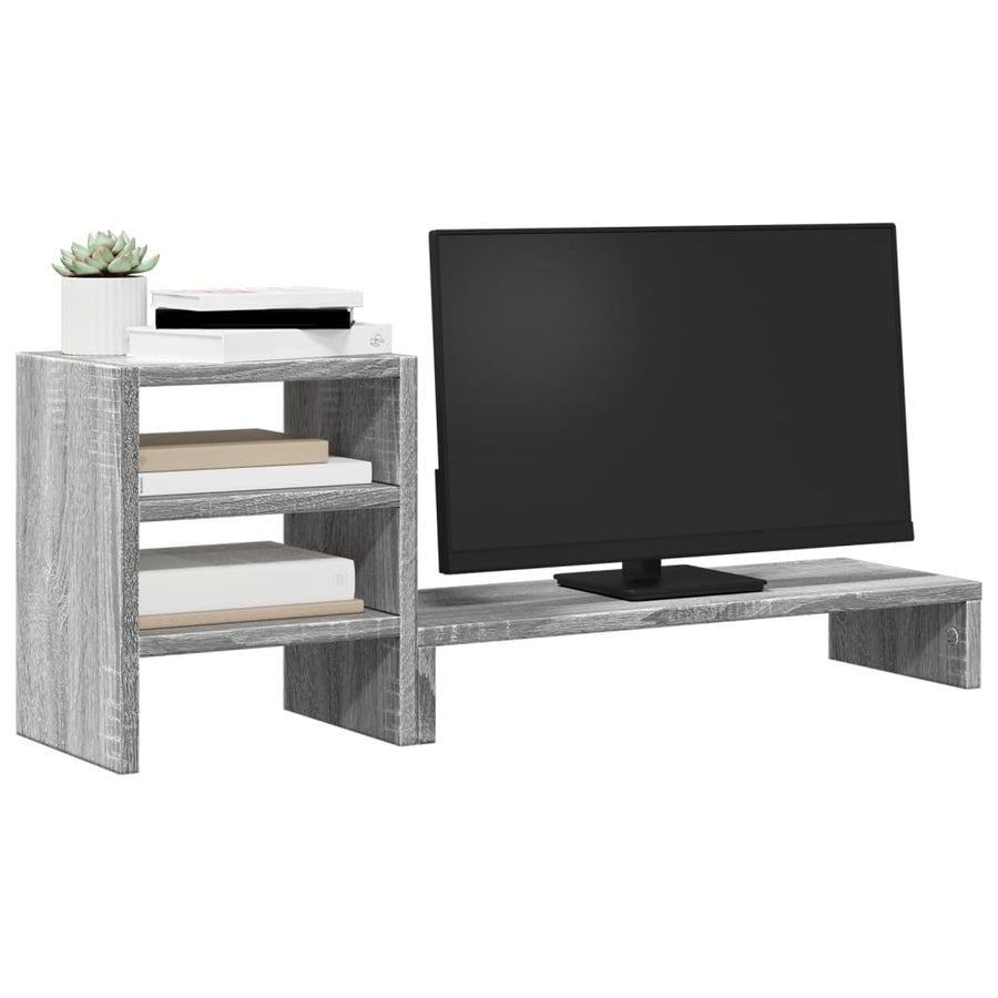 Monitorstandaard Met Bureau-Organizer Bewerkt Hout Grijs sonoma