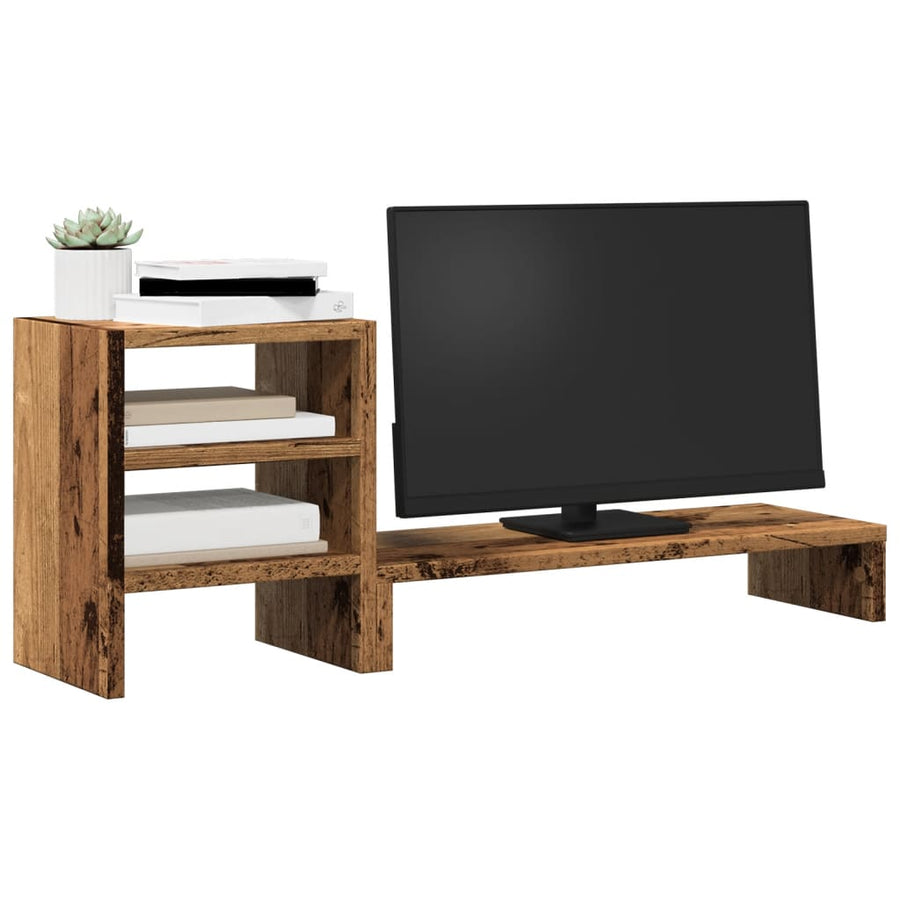 Monitorstandaard Met Bureau-Organizer Hout Kleurig Oud hout