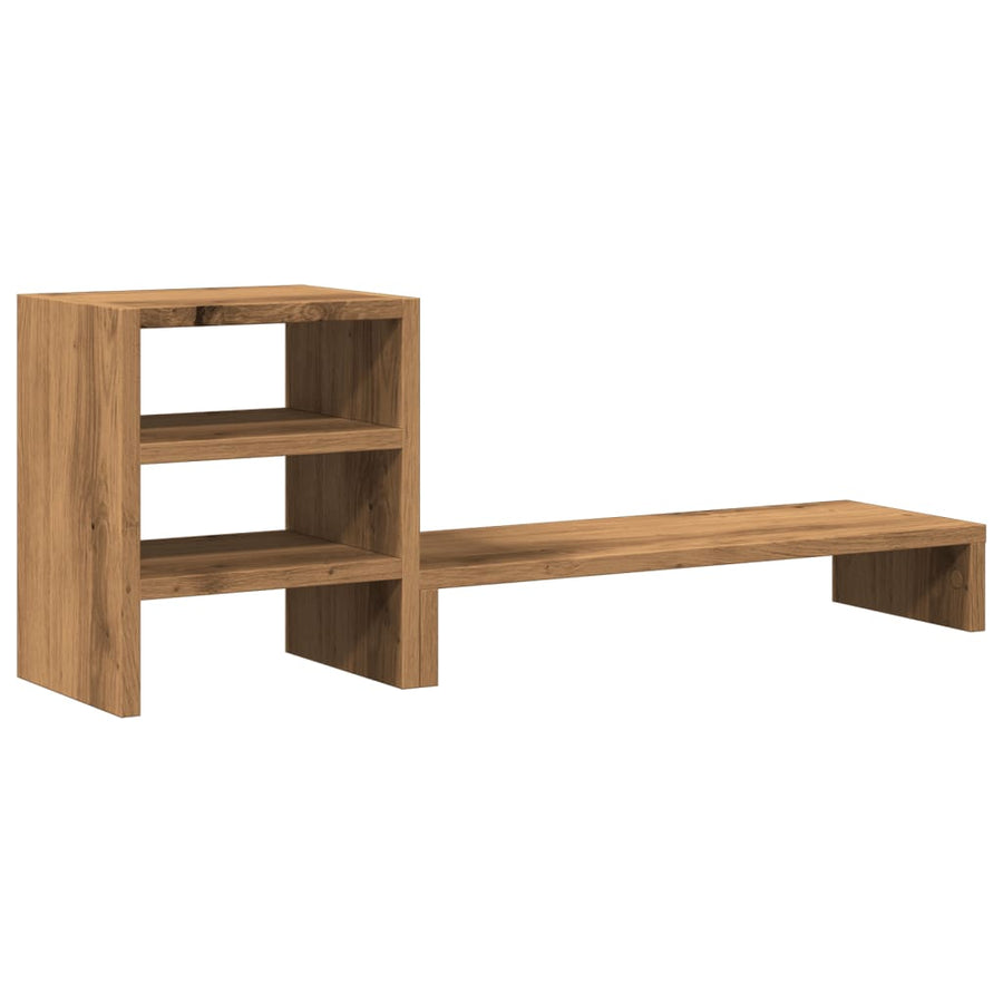Monitorstandaard met bureau-organizer hout artisanaal eiken