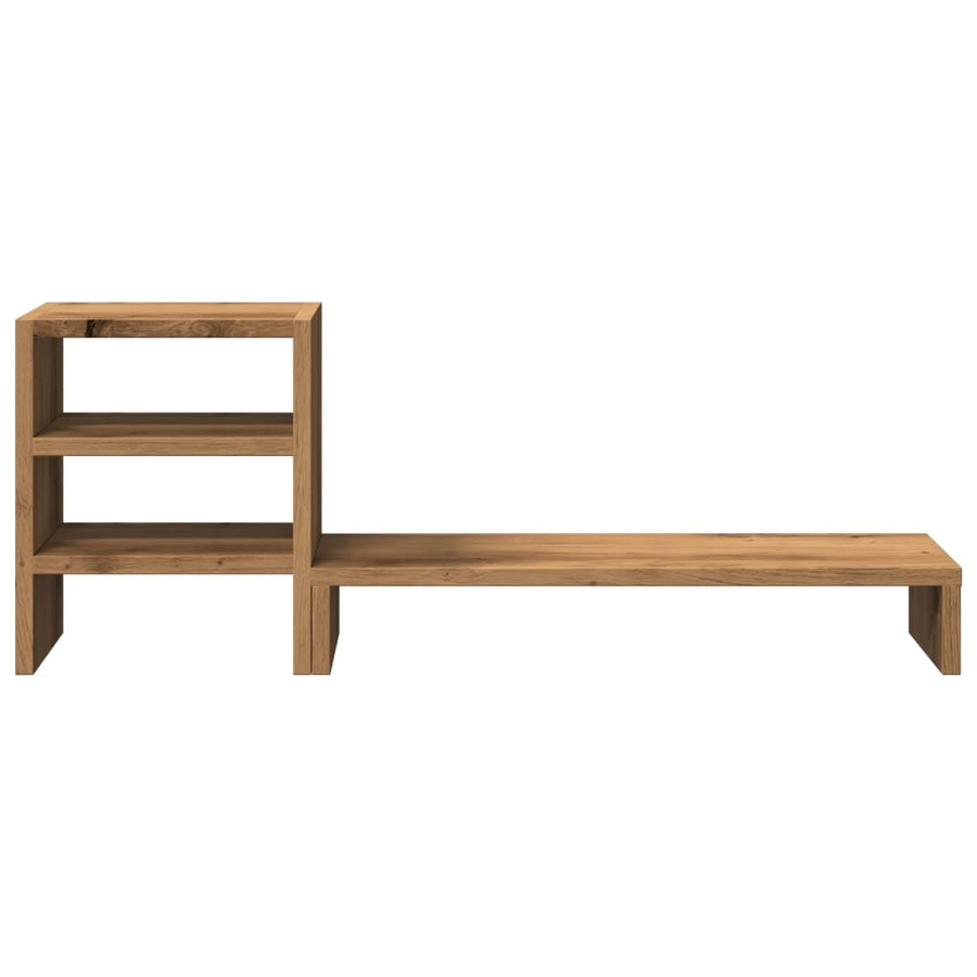 Monitorstandaard met bureau-organizer hout artisanaal eiken