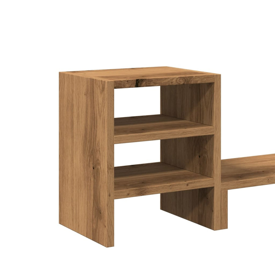 Monitorstandaard met bureau-organizer hout artisanaal eiken