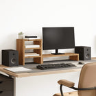 Monitorstandaard bureau organizer 80x20x30 cm bewerkt hout